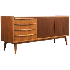 Rare 1950s Sideboard with Structured Doors, Completely Restored