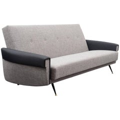 Elegant 1950s Sofa with Folding Mechanism, Reupholstered