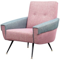 Vintage Elegant Two-Colored 1950s Armchair, Reupholstered
