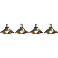 Four Small Industrial Mirrored Shade Pendants