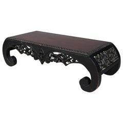 Antique Chinese Heavily Carved and Ebonized Tea Table, 20th Century