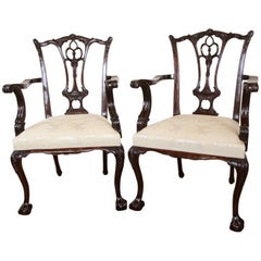 Pair of Mahogany Chippendale Style Carvers