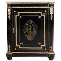 Antique French Empire Ebonized Credenza with Boulle and Ormolu, 19th Century