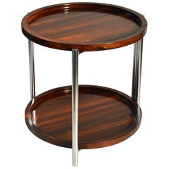 Danish 1960s Side Table with Two Round Wooden Trays