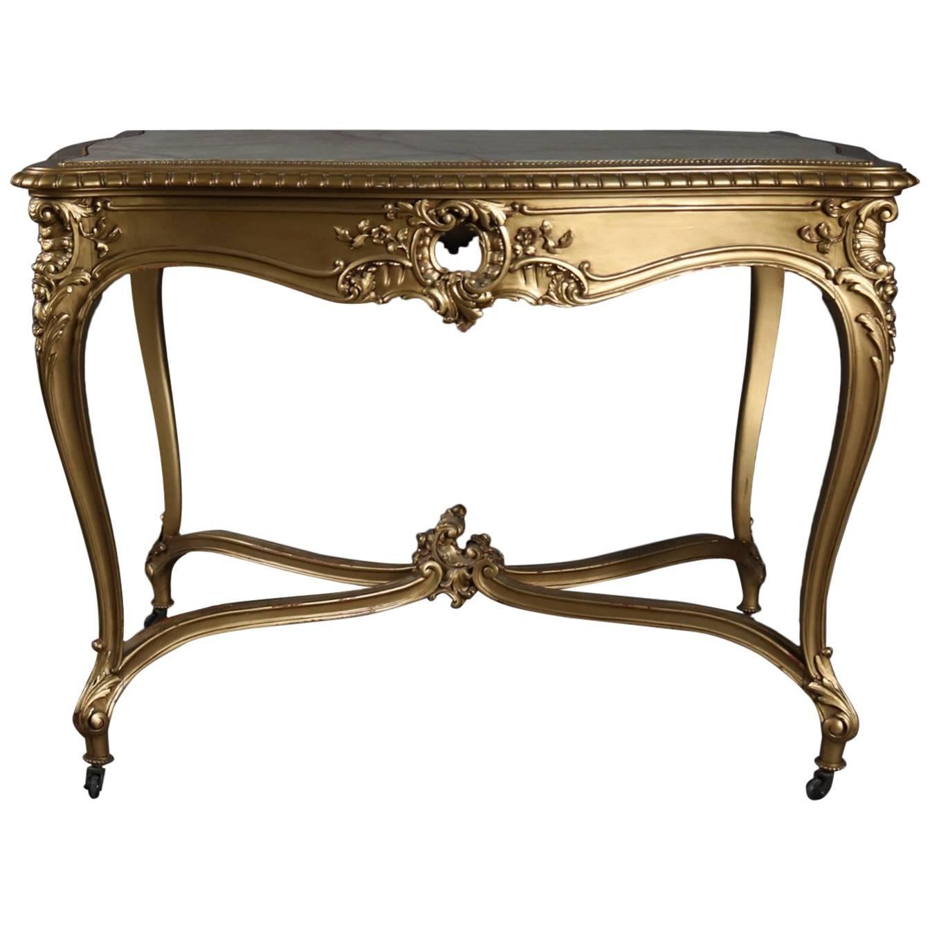 Antique French Louis XIV Giltwood and Onyx Centre Table, 19th Century