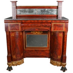 Antique Meeks Co. Classical Empire Flame Mahogany Pier Table Sideboard