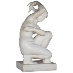 Italian Marble Aphrodite Crouching at Bath