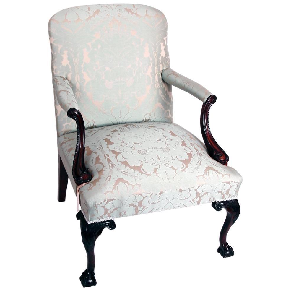 Mahogany Gainsborough Armchair in Chippendale Style For Sale
