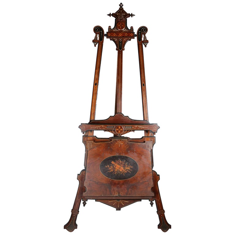 Antique Renaissance Revival Killian Brothers Ebonized Burled Walnut