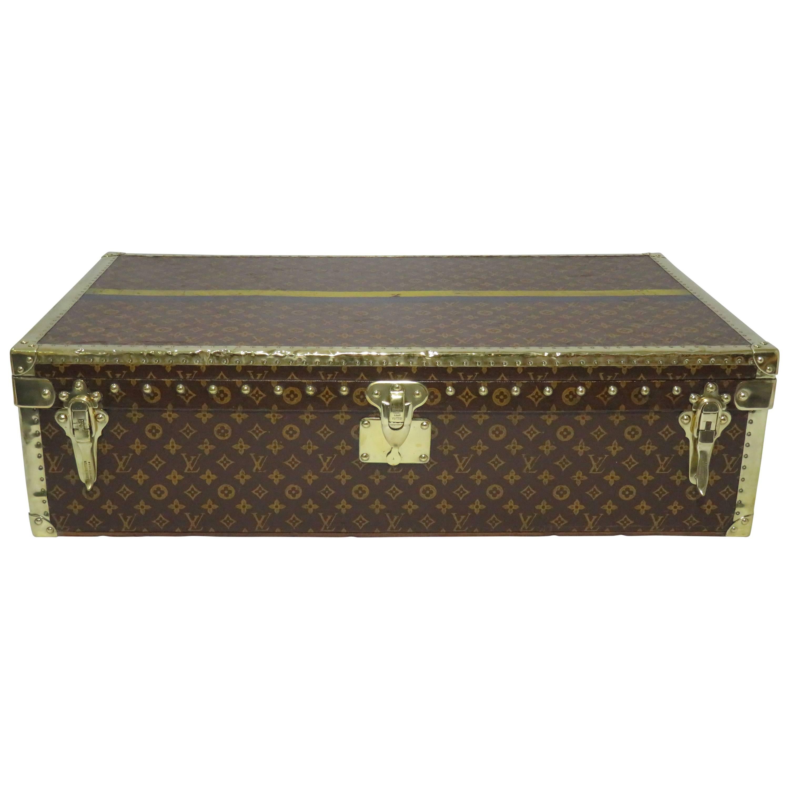 Louis Vuitton Explorer's Range Monogram and Brass Motor Trunk For Sale