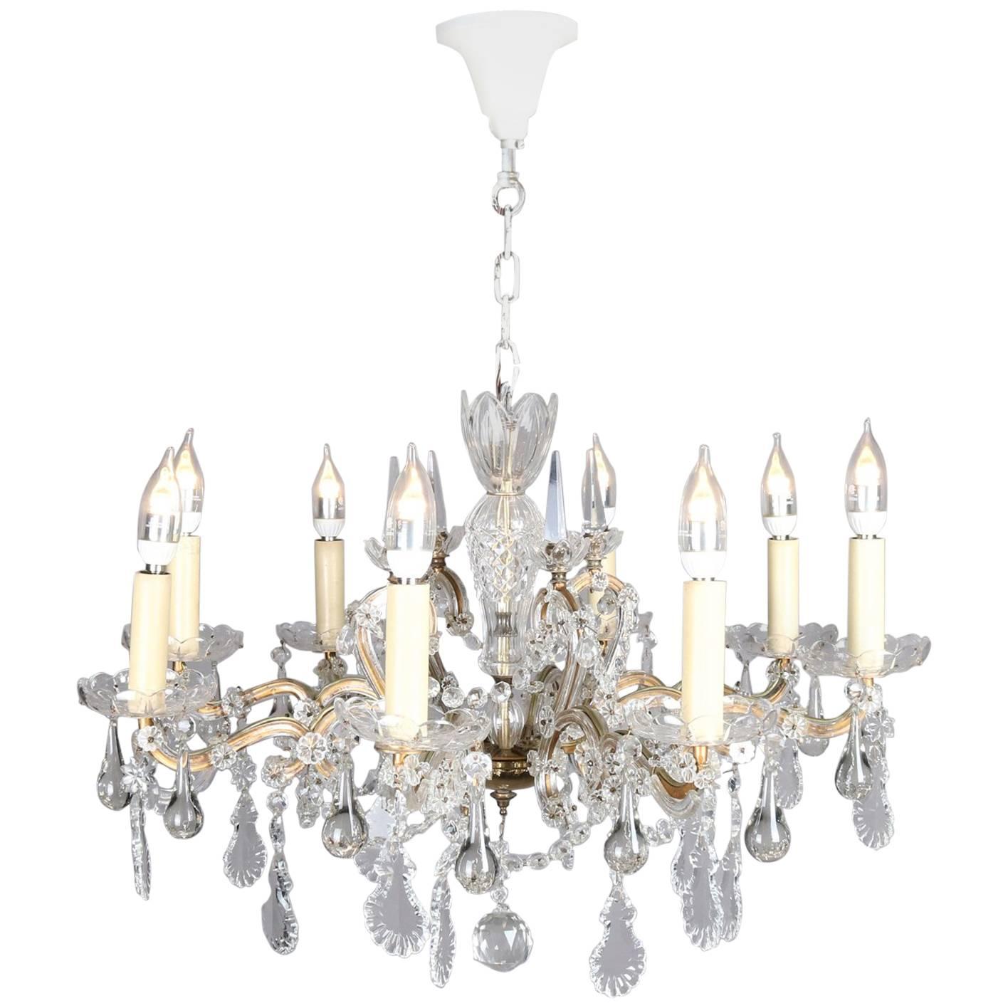 Continental French Bronze and Cut Crystal Eight-Arm Chandelier, 20th Century