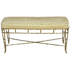 French Bagues Style Faux Brass Bamboo Bench