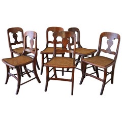 19th Century English Set of Six Dining Chairs with Cane Seats