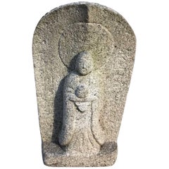 Important ornement de jardin Jizo:: gardien spirituel antique japonais:: signé