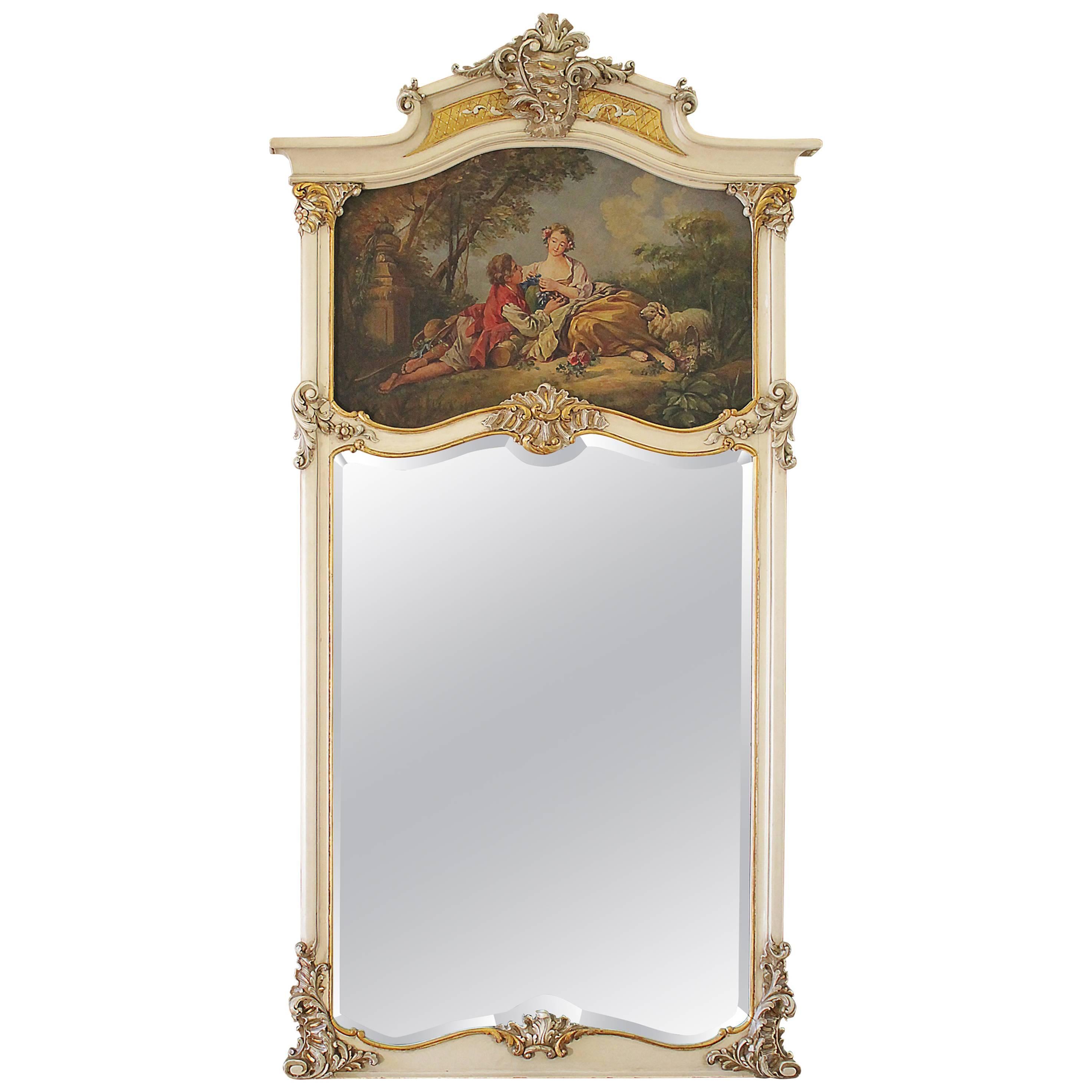 Late 19th Century French Style Trumeau Mirror