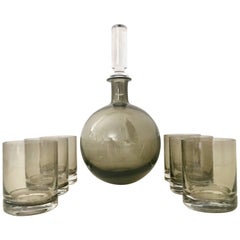 21st Century Blown Glass Decanter & Double Old Fashion Drinks, S/7