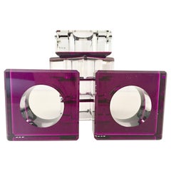 Contemporary Lucite Square & Round Napkin Rings S/6 By, "AVF"