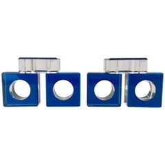 Contemporary Square & Round Lucite Napkin Rings S/6 By, "AFV"