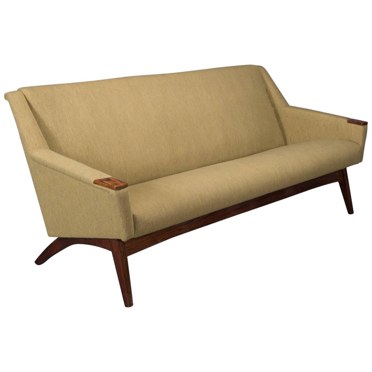 Danish Modern Sofa with Rosewood Paws and Angled Legs