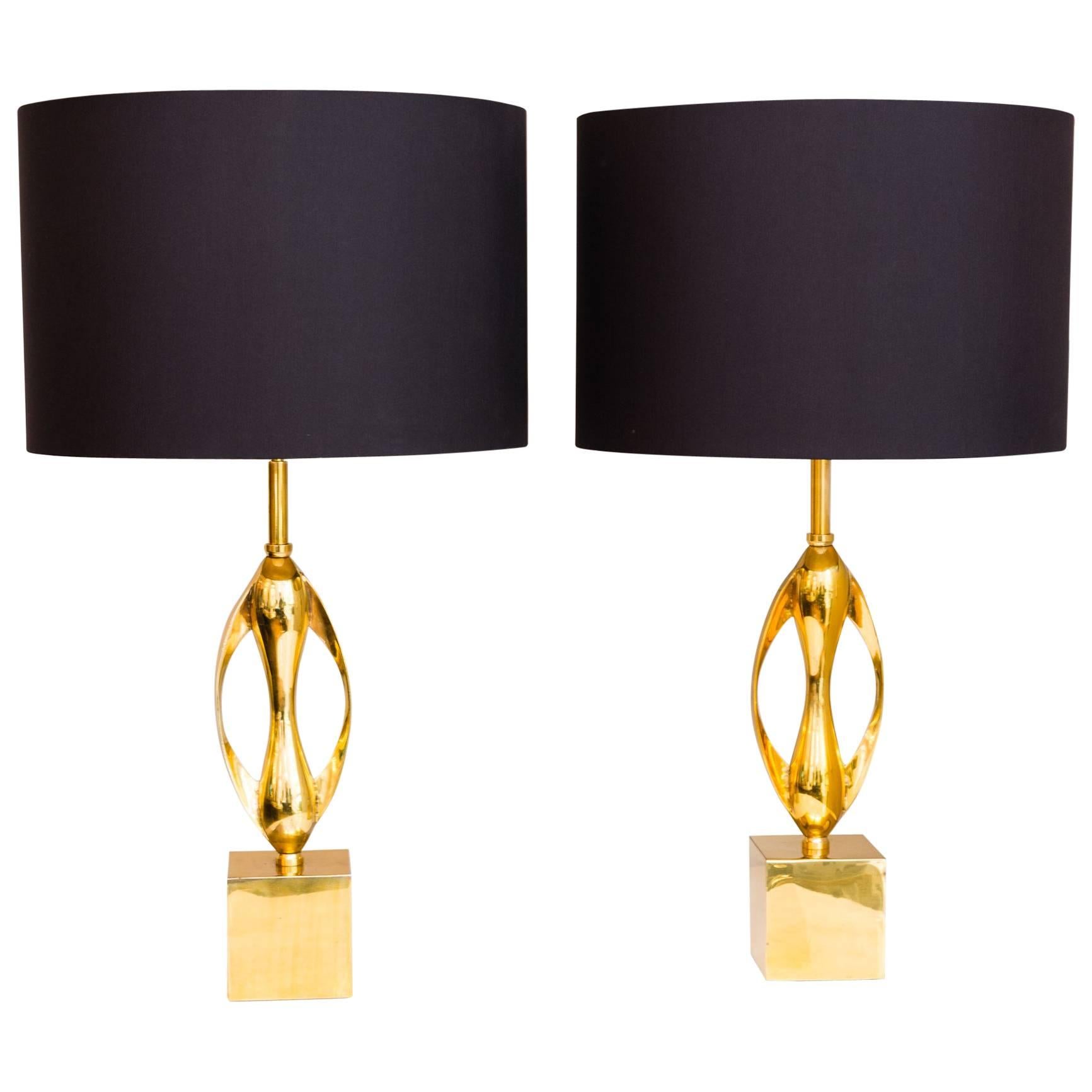 Pair of Table Lamps by Maison Charles, France, circa 1970 For Sale