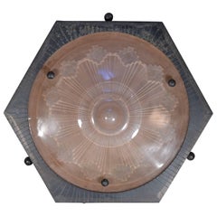 Art Deco Metal Mounted Glass Wall Lamp, 1920s-1930s