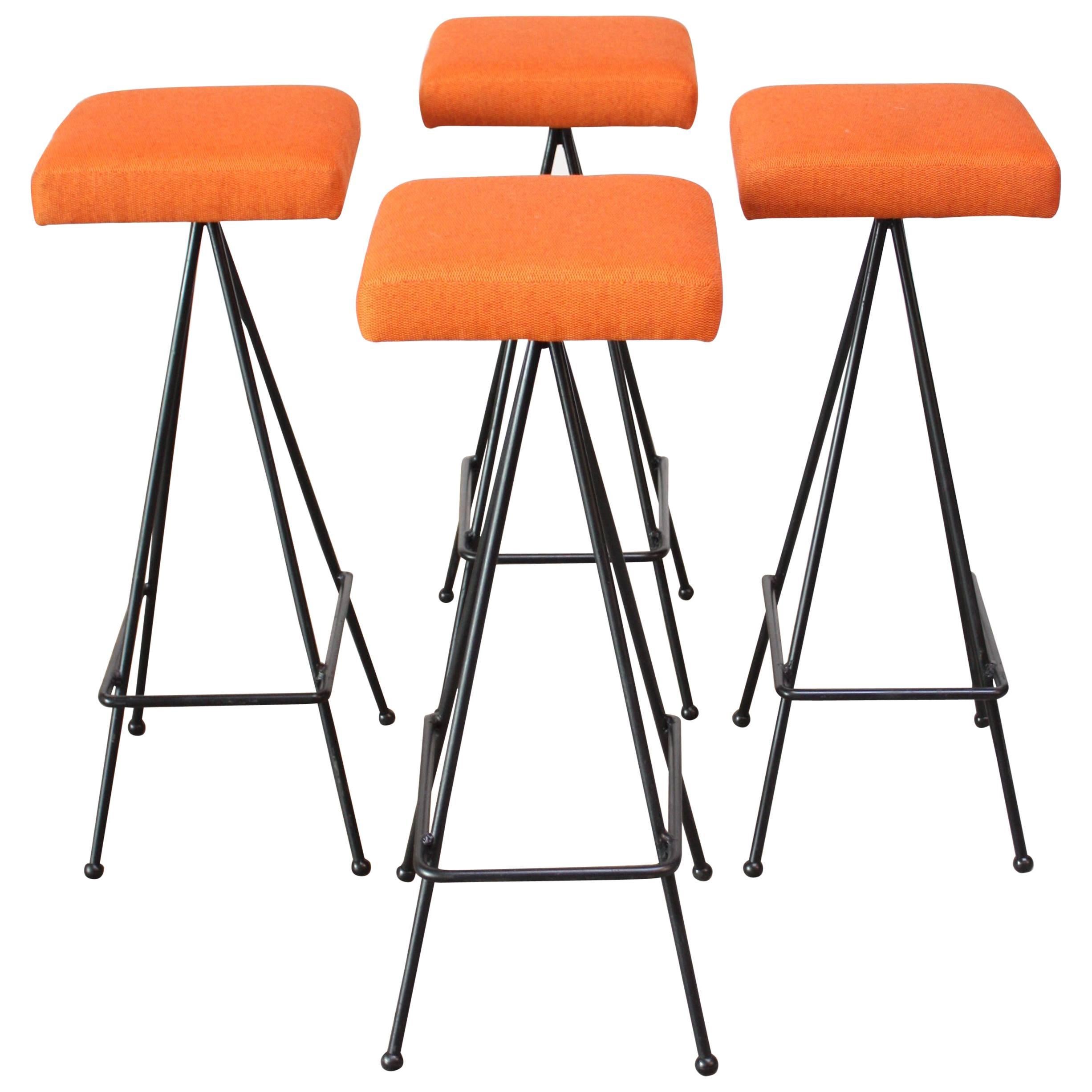 Set of Four Adrian Pearsall #11 Iron Barstools