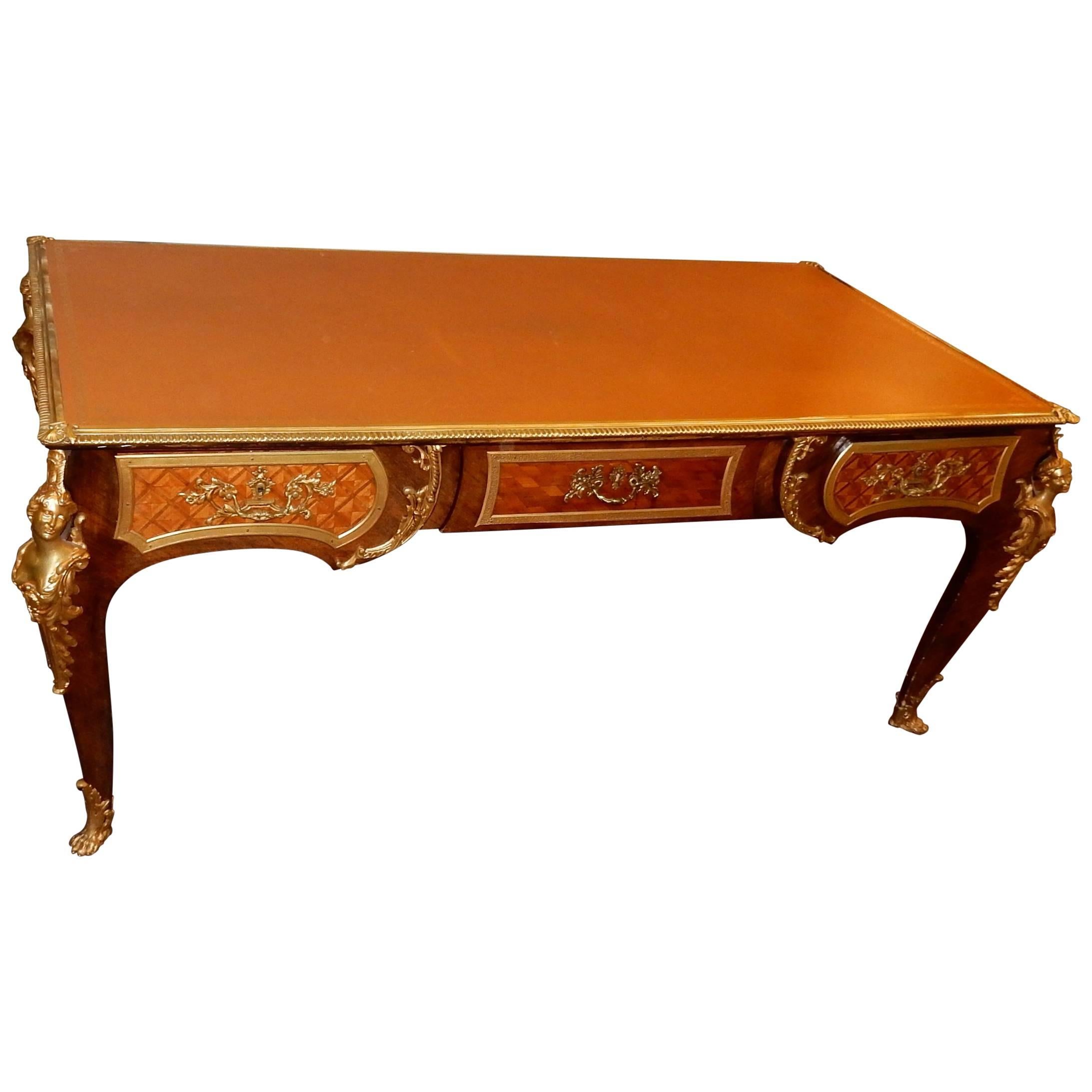 1880-1900 Flat Desk Napoléon III Has l Espagnolette in the Style of Cressent