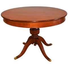 Louis Philippe Style Round Walnut Pedestal Table with Three Unfinished Leaves