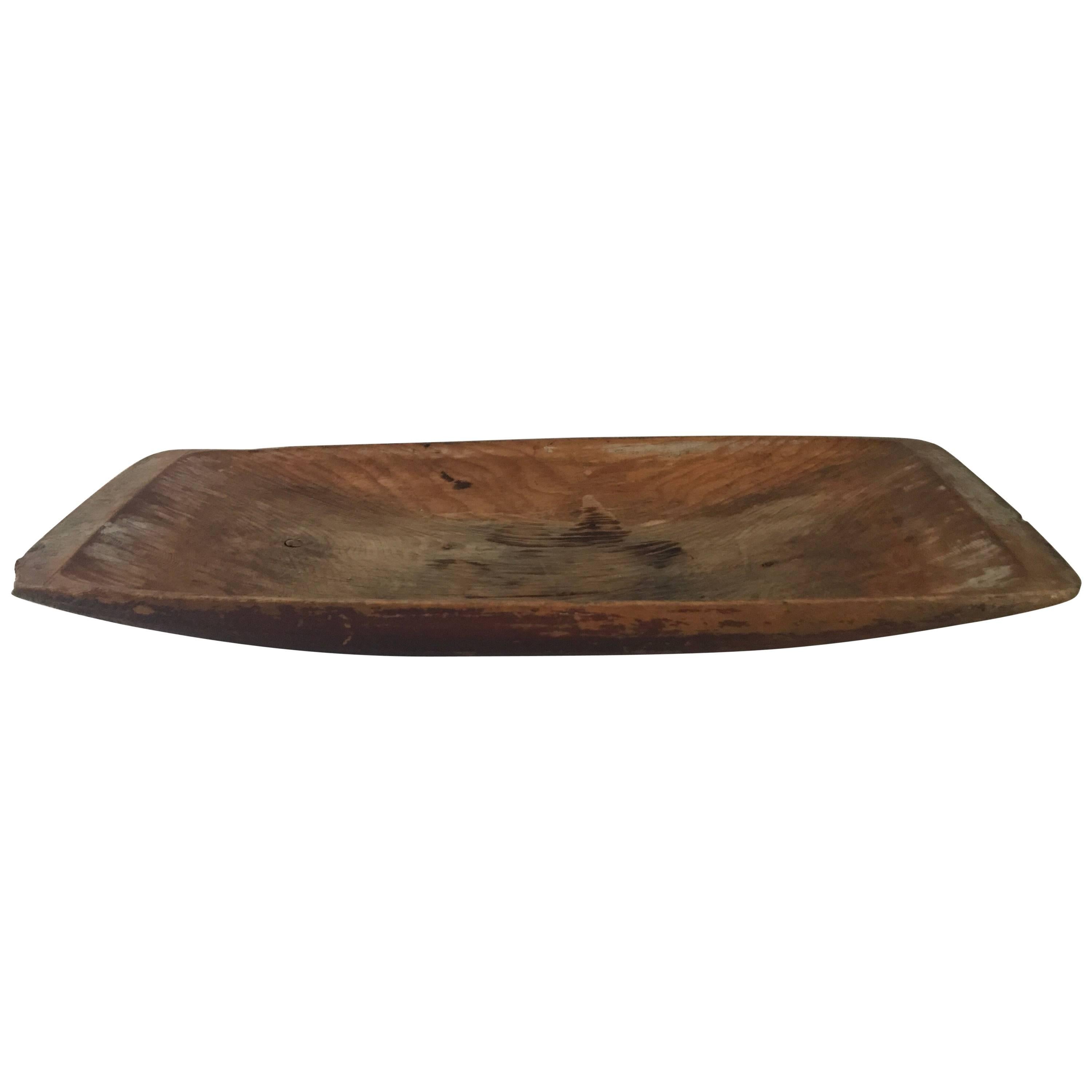 Swedish Large Late 19th Century Wooden Bowl in Form of a Baking Tray For Sale
