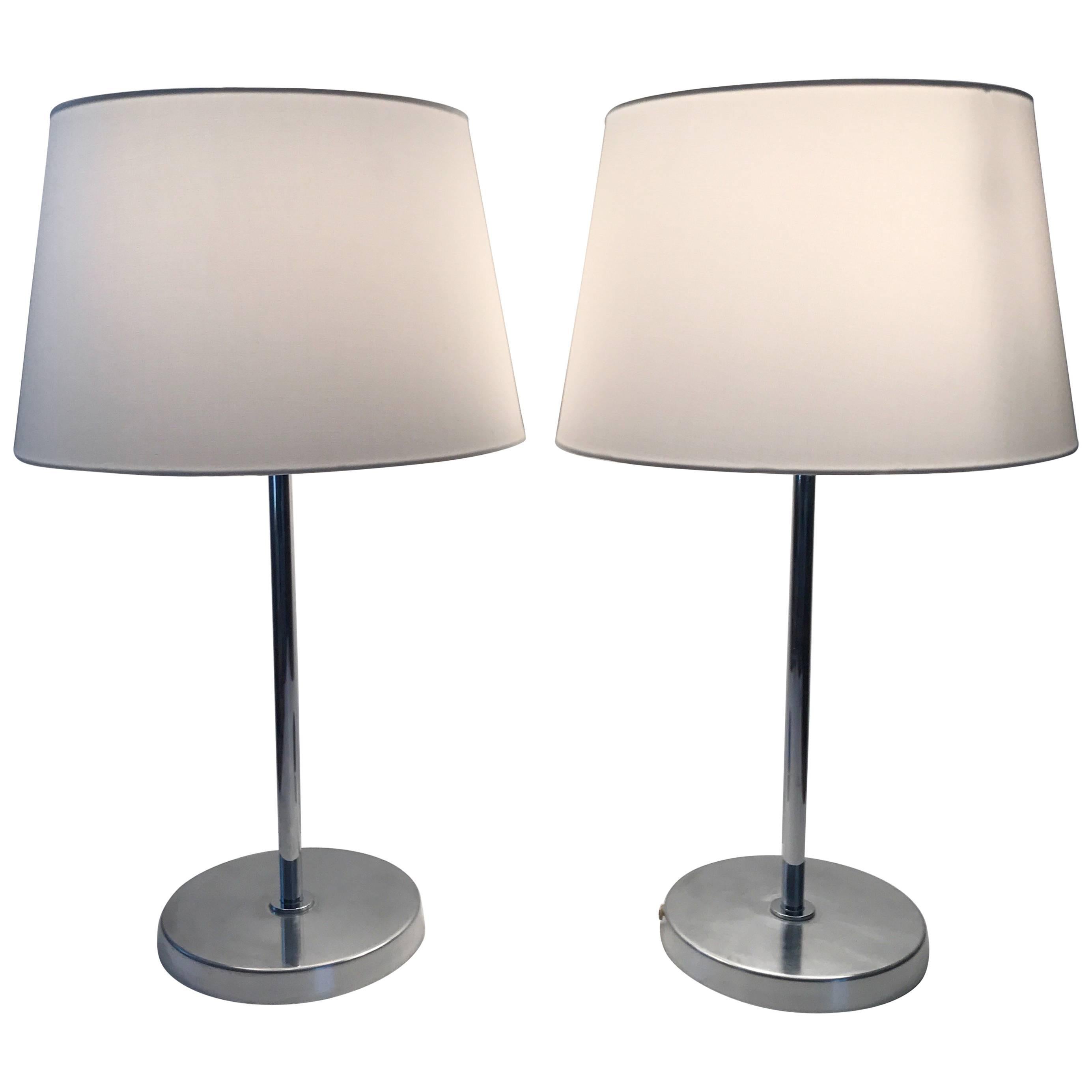 Pair of Swedish Bergboms Steel Table Lamps, 1955 For Sale