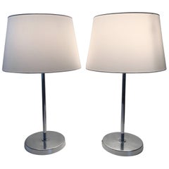 Pair of Swedish Bergboms Steel Table Lamps, 1955