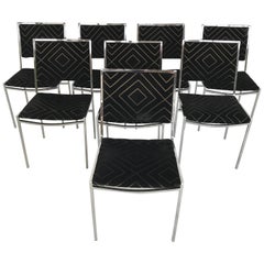 Large Set of Willy Rizzo Dining Chairs, 1970s