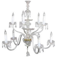 Vintage Oversized European Ten-Light Crystal Chandelier, 20th Century