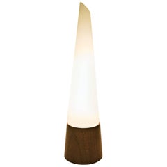 Danish Teak and Frosted White Glass Conical Lamp Attributed to Holm Sorensen
