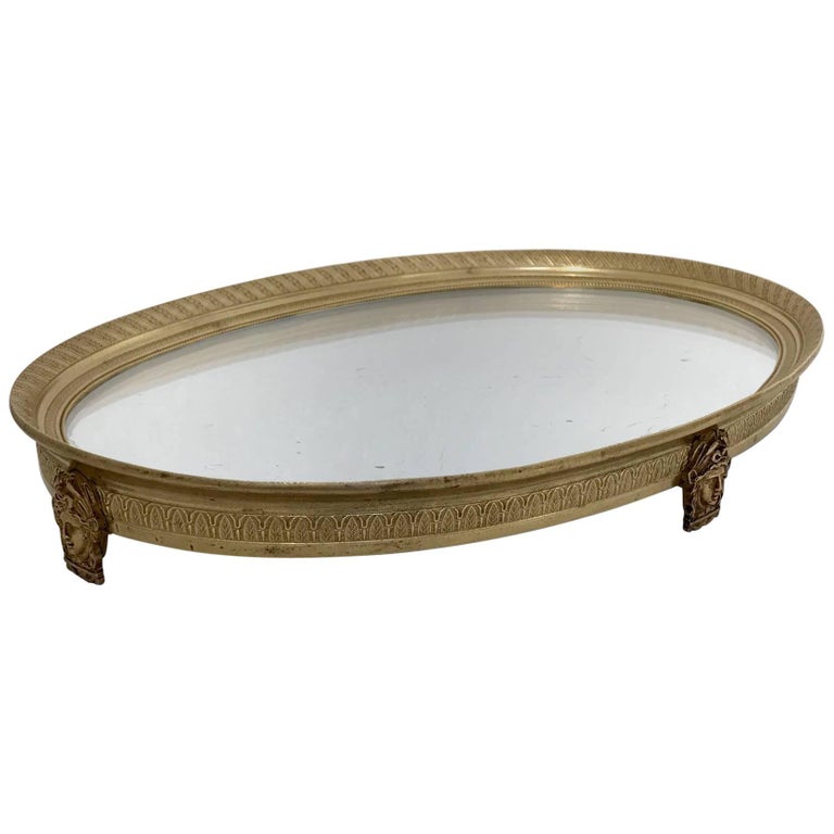French Empire Style Brass Plateau Mirror or Vanity Tray at 1stDibs