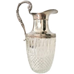 Vintage Silver Plate and Cut Crystal Pitcher