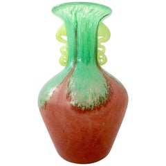 19th Century Thomas Webb Cranberry & Vaseline Glass Vase