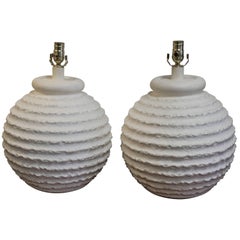 Pair of Bulbous Plaster Lamps