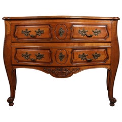 Antique French Louis XV Style Two-Drawer Cherry Locking Commode, 20th Century