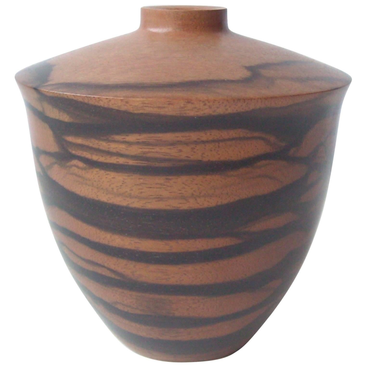 Dan Kvitka Turned Wood Vessel, Bowl or Vase in Ebony Wood, Signed Dated