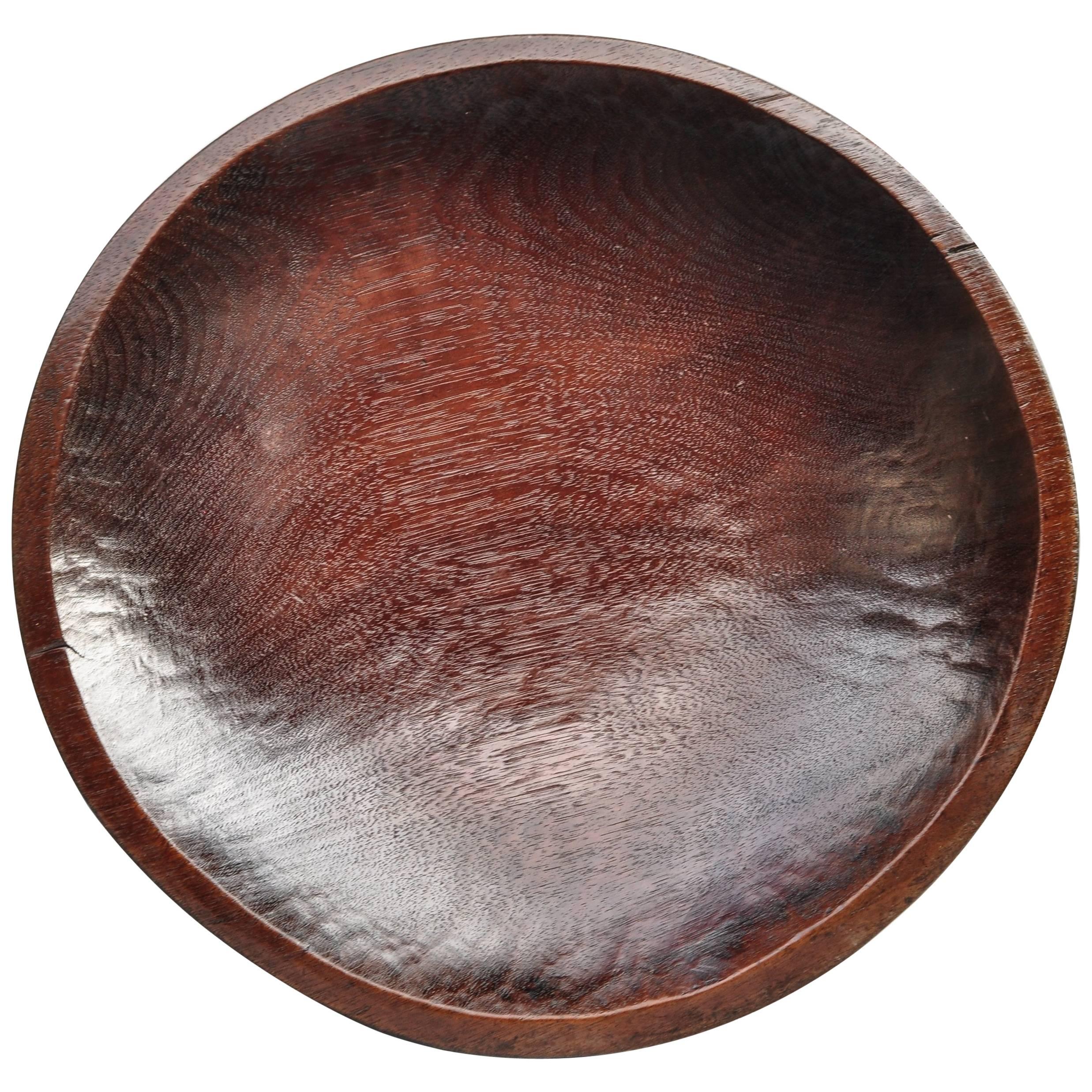 Large Decorative Wood Bowl from Lampung, Sumatra, Merbau Wood, Mid-20th Century