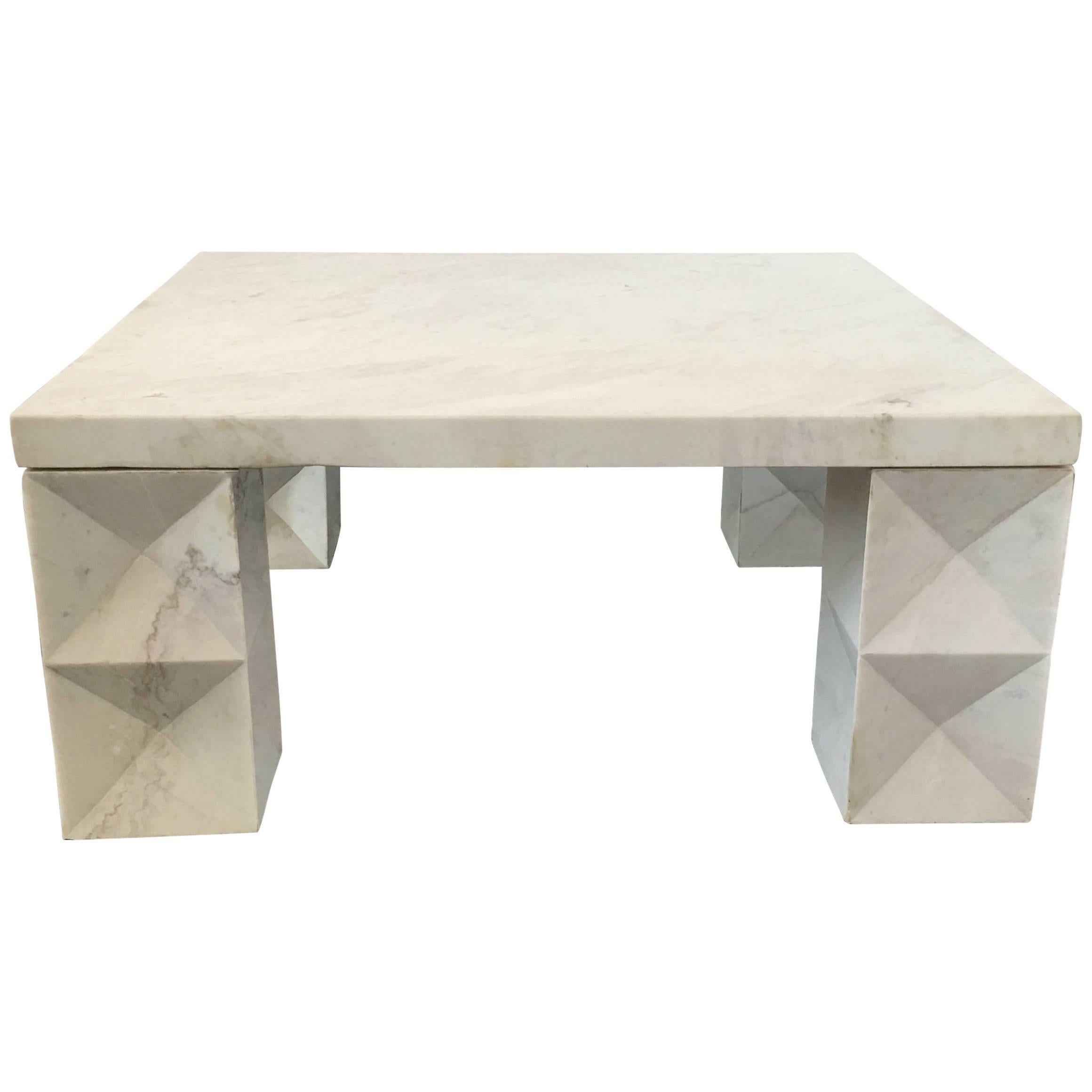 Modernist Coffee Table in Carrara Marble