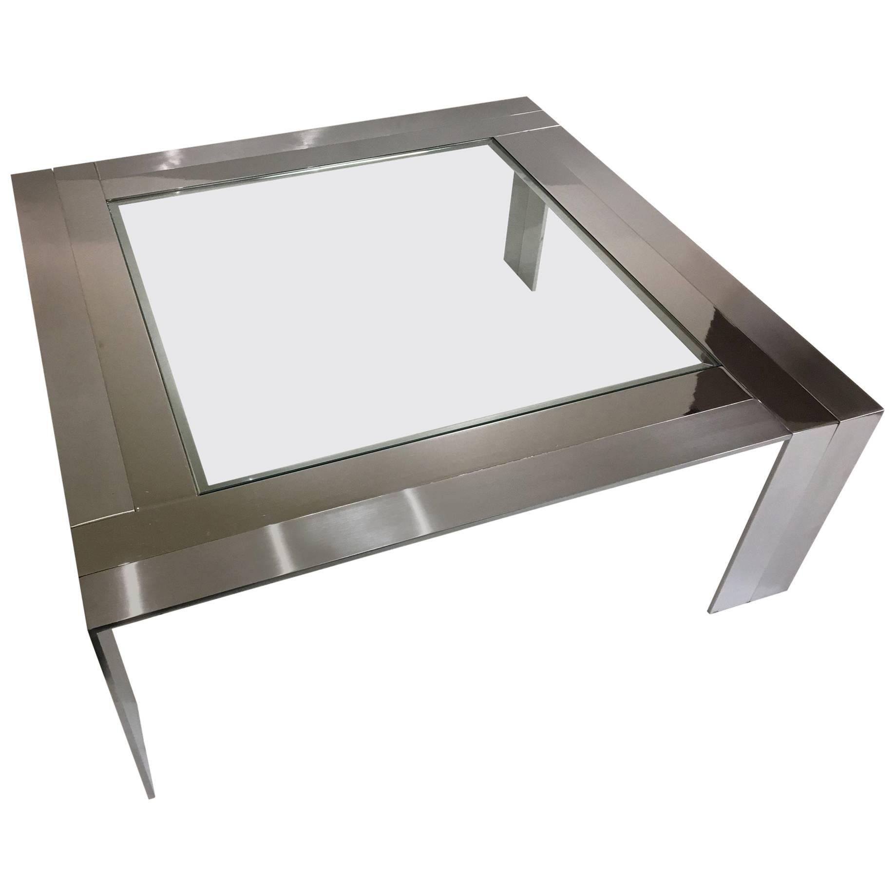 Stainless Steel and Glass Cocktail Table by Elaine Cohen for DIA