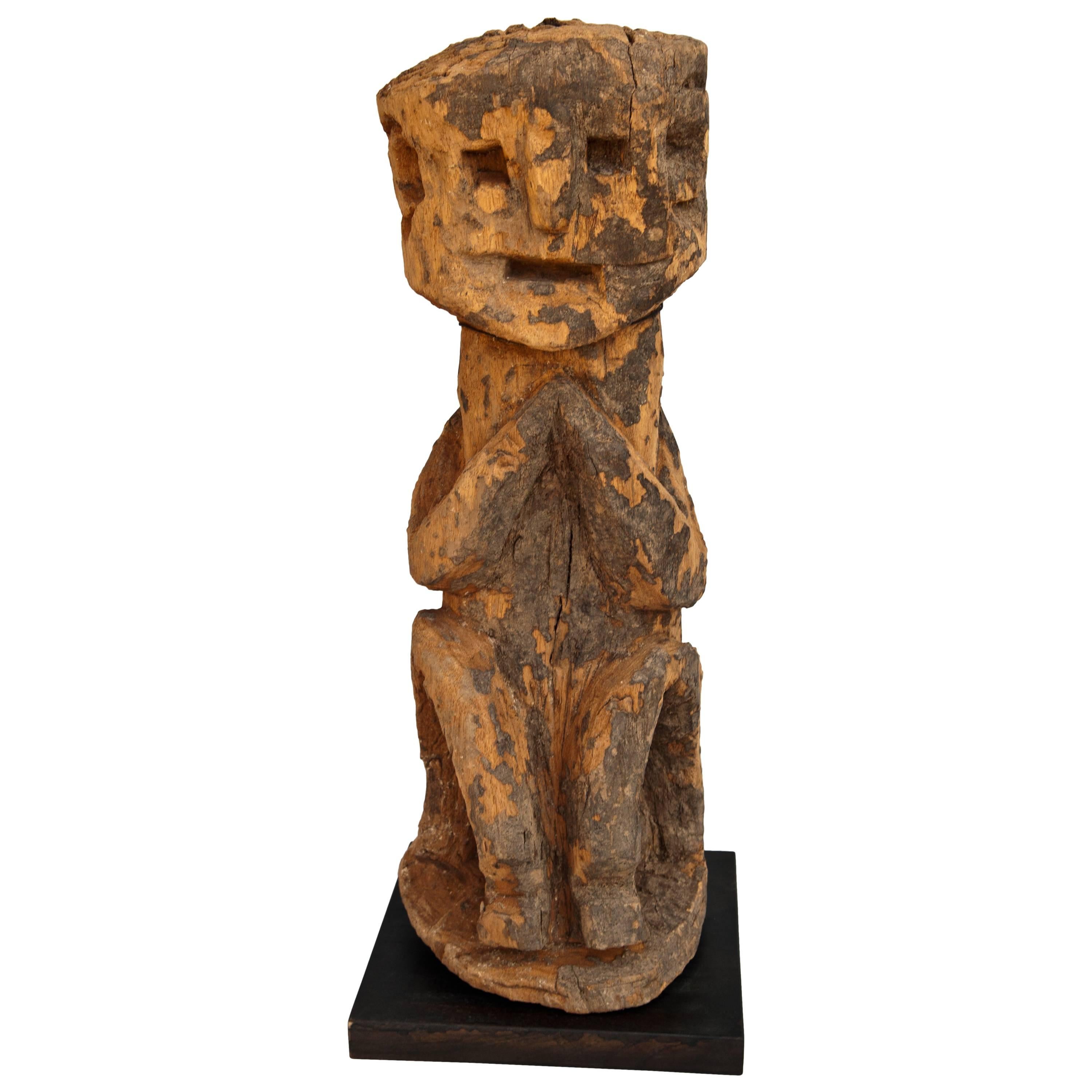 Wooden Ancestral Figure from West Nepal, Early to Mid 20th Century, Wooden Stand
