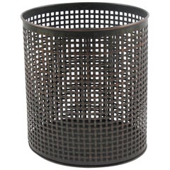 Vintage Perforated Metal Industrial Waste Basket in the Manner of Mathieu Mategot, 1950s