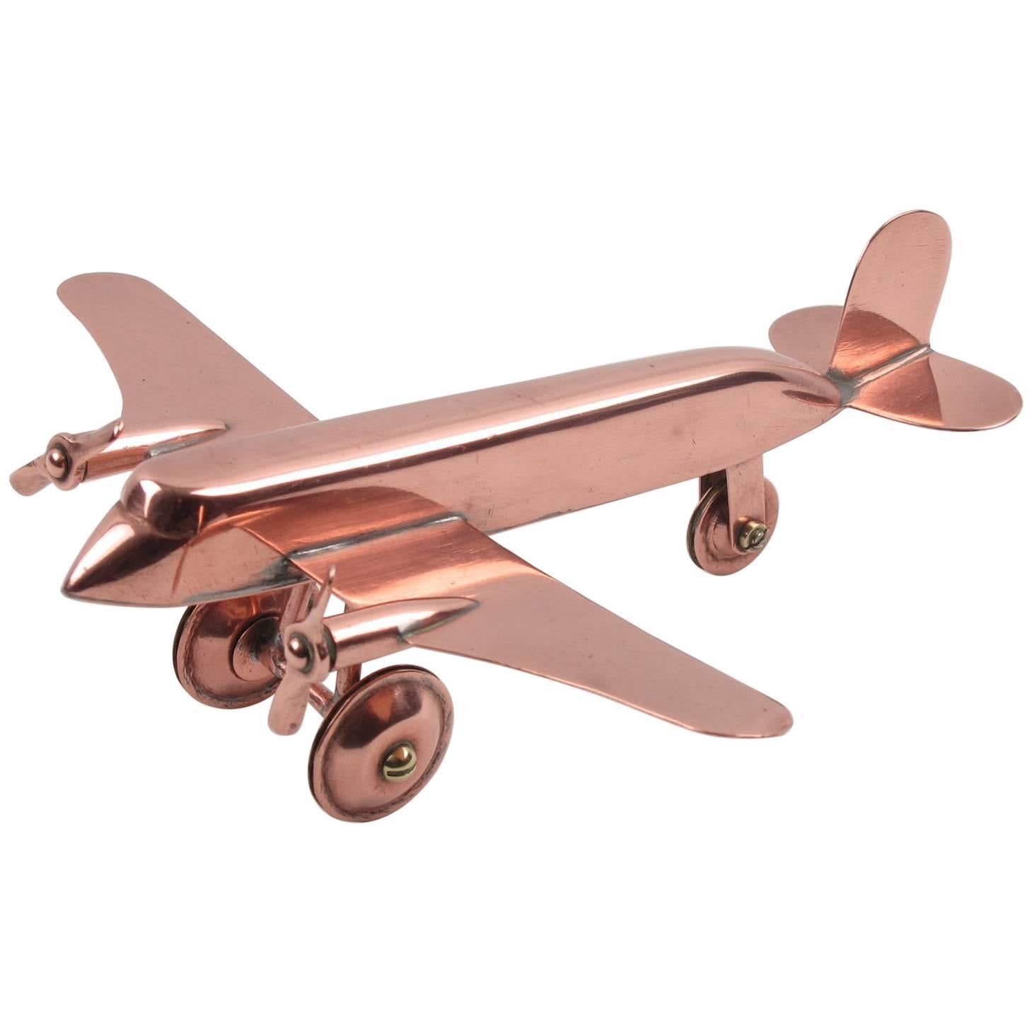 1950s Mid-Century Modernist Copper Airplane Model