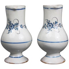 Pair of 19th Century Moustiers Earthenware Pitchers