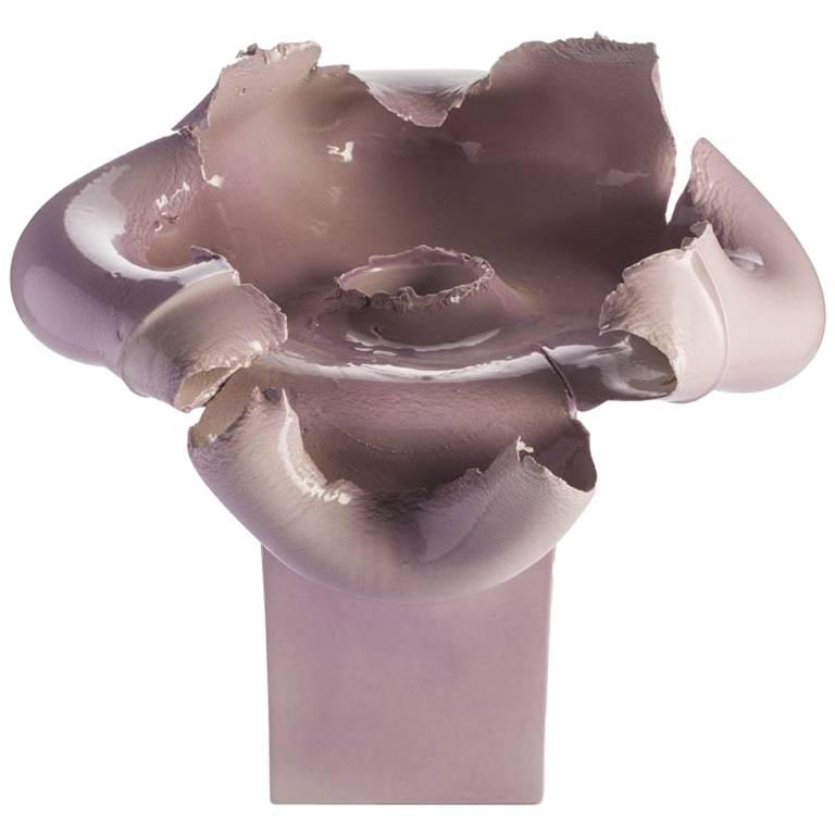 Violet Lacquered Ceramic Booming Vase For Sale