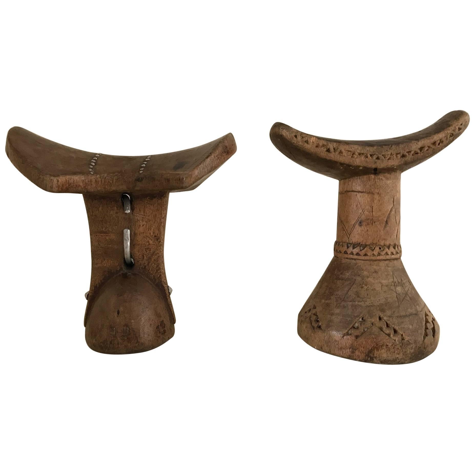 Two Turkana African Headrests, Ethiopian from the Dassanetch People
