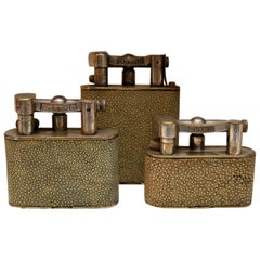 Vintage Shagreen Dunhill and Eterno Table Lighters